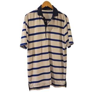 RLX Ralph Lauren Blue White Stripe Polo Shirt Medium Poly